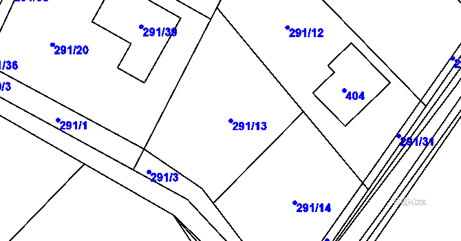 Parcela st. 291/13 v KÚ Dubičné, Katastrální mapa