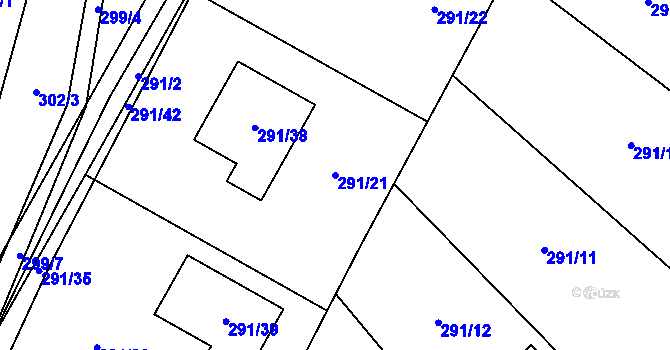 Parcela st. 291/21 v KÚ Dubičné, Katastrální mapa