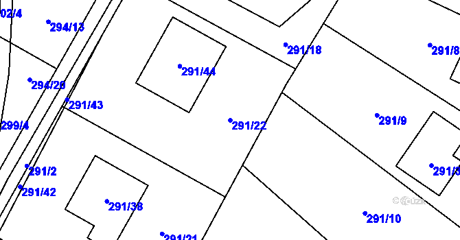 Parcela st. 291/22 v KÚ Dubičné, Katastrální mapa