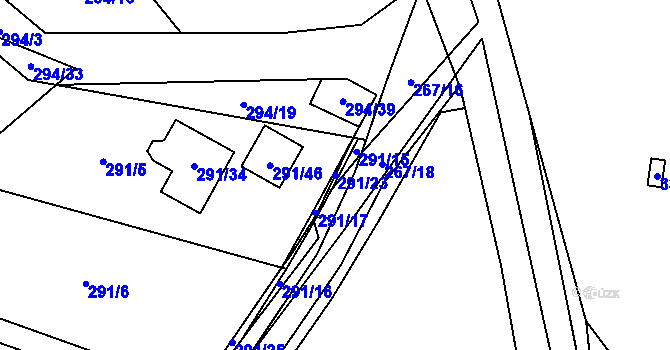 Parcela st. 291/23 v KÚ Dubičné, Katastrální mapa