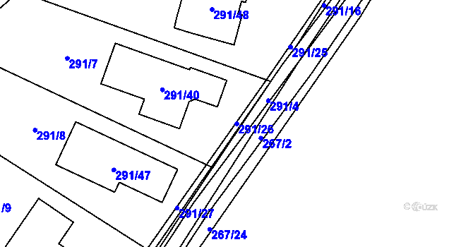 Parcela st. 291/26 v KÚ Dubičné, Katastrální mapa