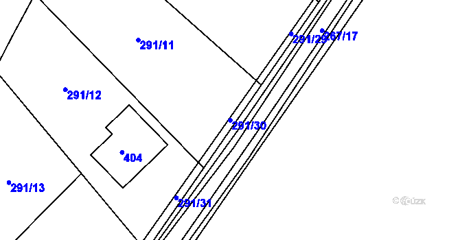 Parcela st. 291/30 v KÚ Dubičné, Katastrální mapa