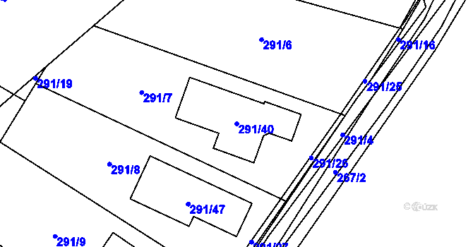 Parcela st. 291/40 v KÚ Dubičné, Katastrální mapa