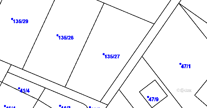 Parcela st. 135/27 v KÚ Dubičné, Katastrální mapa