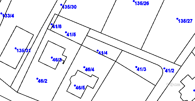 Parcela st. 41/4 v KÚ Dubičné, Katastrální mapa