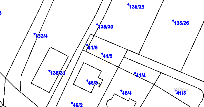 Parcela st. 41/5 v KÚ Dubičné, Katastrální mapa