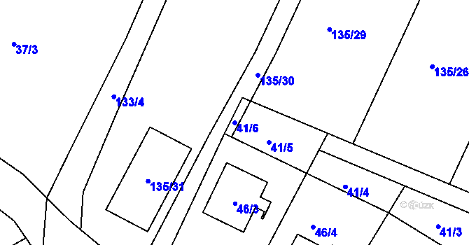 Parcela st. 41/6 v KÚ Dubičné, Katastrální mapa