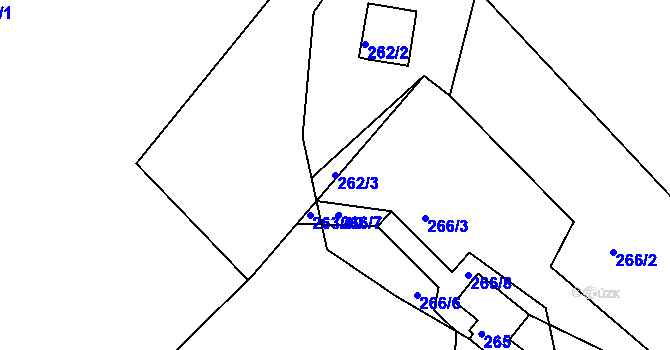 Parcela st. 262/3 v KÚ Dubičné, Katastrální mapa