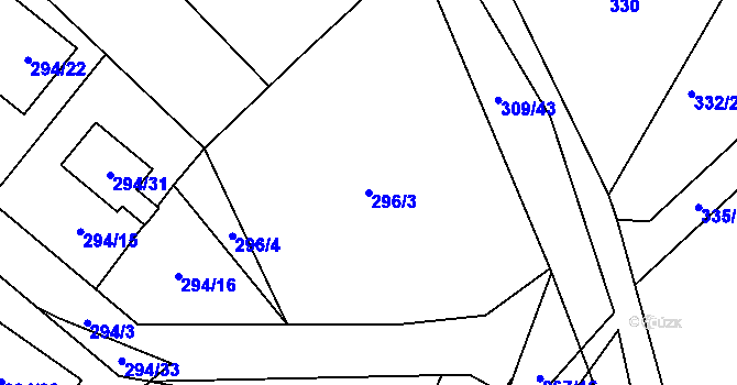 Parcela st. 296/3 v KÚ Dubičné, Katastrální mapa