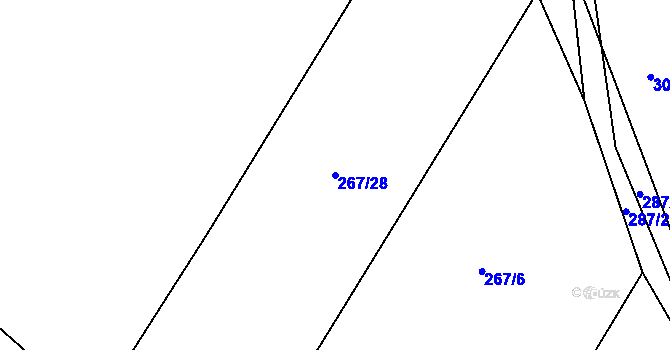 Parcela st. 267/28 v KÚ Dubičné, Katastrální mapa