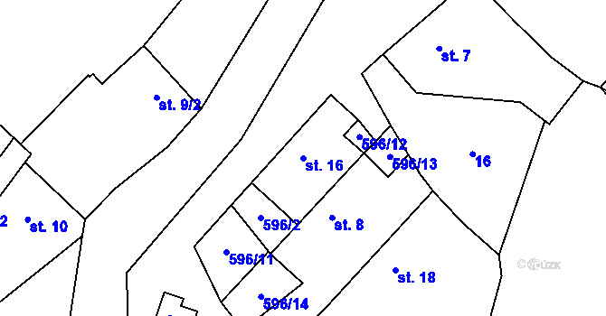 Parcela st. 16 v KÚ Břekova Lhota, Katastrální mapa