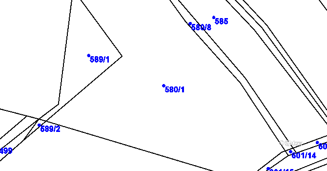 Parcela st. 580/1 v KÚ Břekova Lhota, Katastrální mapa