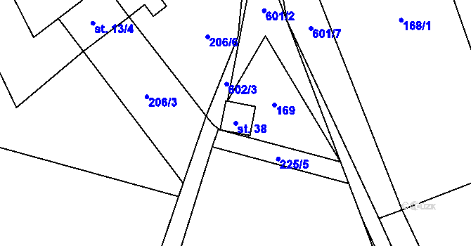 Parcela st. 38 v KÚ Břekova Lhota, Katastrální mapa