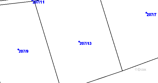 Parcela st. 207/13 v KÚ Břekova Lhota, Katastrální mapa