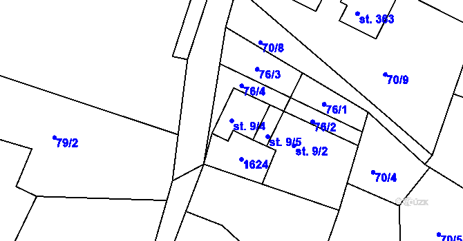 Parcela st. 9/4 v KÚ Dublovice, Katastrální mapa