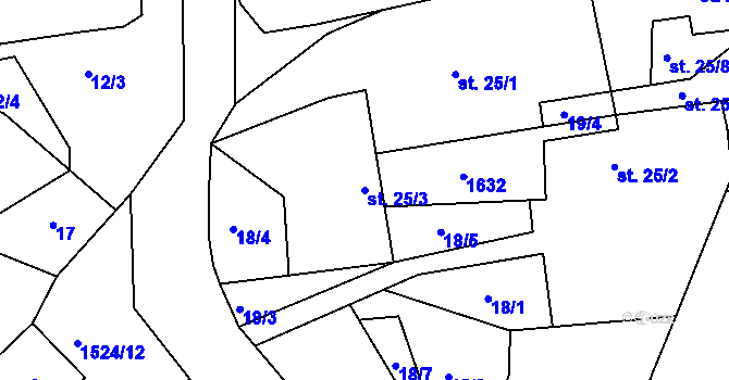 Parcela st. 25/3 v KÚ Dublovice, Katastrální mapa