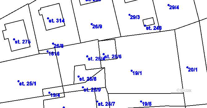 Parcela st. 25/6 v KÚ Dublovice, Katastrální mapa