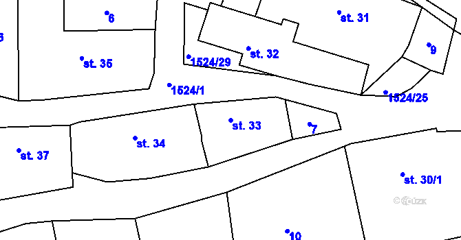 Parcela st. 33 v KÚ Dublovice, Katastrální mapa