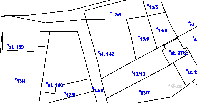 Parcela st. 142 v KÚ Dublovice, Katastrální mapa