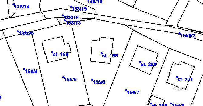Parcela st. 199 v KÚ Dublovice, Katastrální mapa