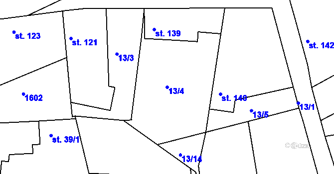 Parcela st. 13/4 v KÚ Dublovice, Katastrální mapa