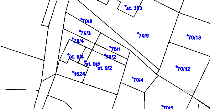 Parcela st. 76/2 v KÚ Dublovice, Katastrální mapa