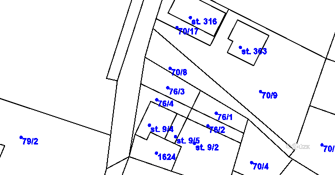 Parcela st. 76/3 v KÚ Dublovice, Katastrální mapa