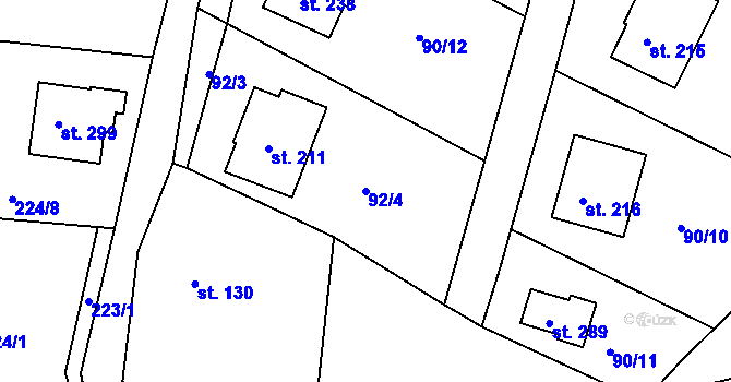 Parcela st. 92/4 v KÚ Dublovice, Katastrální mapa