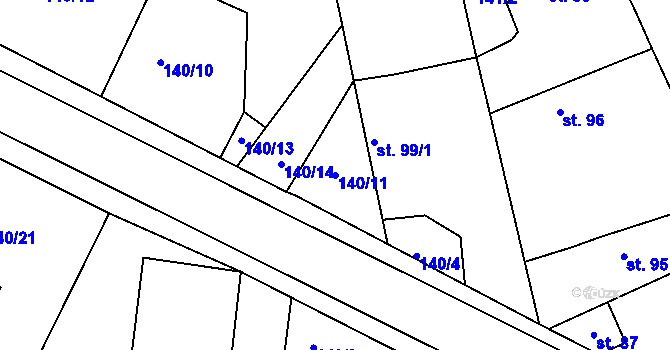 Parcela st. 140/11 v KÚ Dublovice, Katastrální mapa