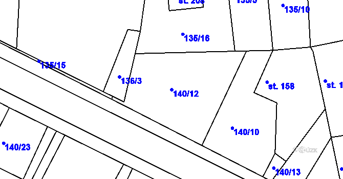 Parcela st. 140/12 v KÚ Dublovice, Katastrální mapa