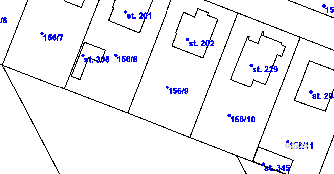 Parcela st. 156/9 v KÚ Dublovice, Katastrální mapa