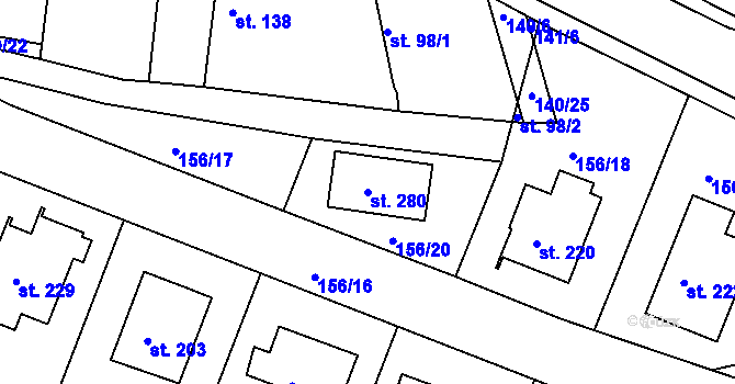 Parcela st. 280 v KÚ Dublovice, Katastrální mapa