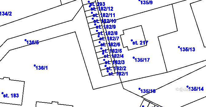 Parcela st. 182/4 v KÚ Dublovice, Katastrální mapa