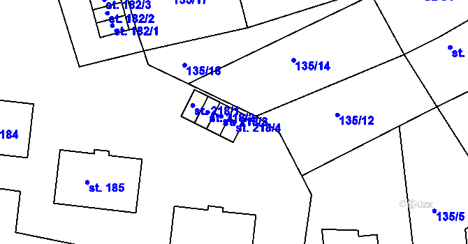 Parcela st. 218/4 v KÚ Dublovice, Katastrální mapa