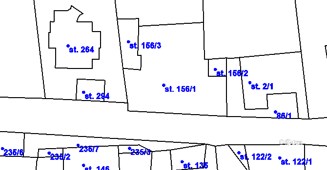 Parcela st. 156/1 v KÚ Dublovice, Katastrální mapa