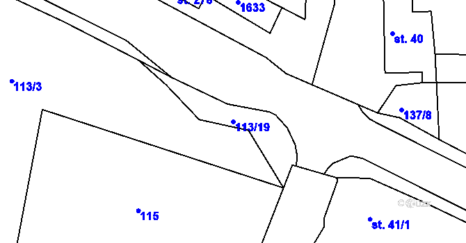 Parcela st. 113/19 v KÚ Dublovice, Katastrální mapa