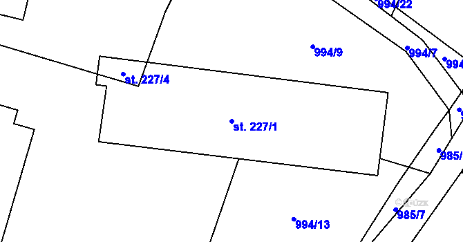 Parcela st. 227/1 v KÚ Dublovice, Katastrální mapa