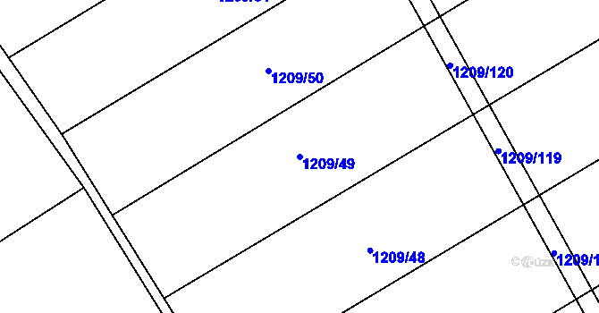 Parcela st. 1209/49 v KÚ Dublovice, Katastrální mapa