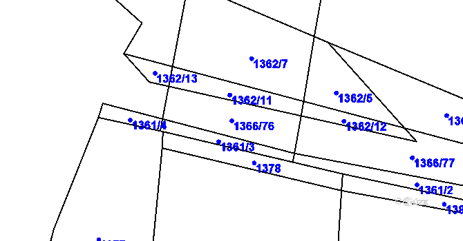 Parcela st. 1366/76 v KÚ Dublovice, Katastrální mapa