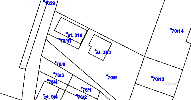 Parcela st. 363 v KÚ Dublovice, Katastrální mapa