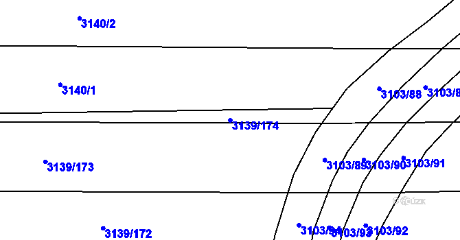 Parcela st. 3139/174 v KÚ Dubňany, Katastrální mapa