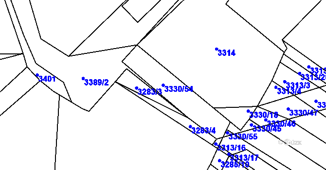 Parcela st. 3330/54 v KÚ Dubňany, Katastrální mapa