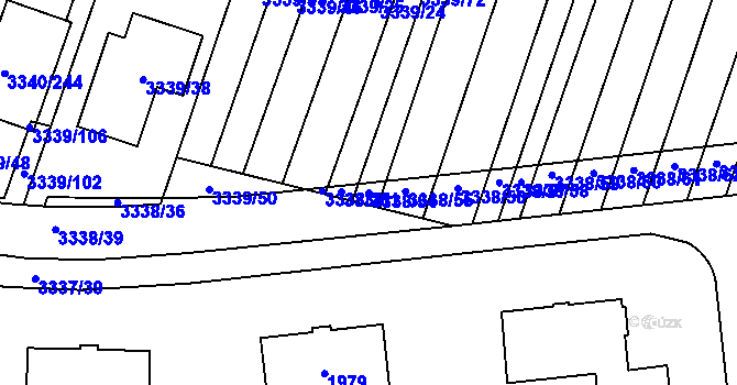 Parcela st. 3338/54 v KÚ Dubňany, Katastrální mapa