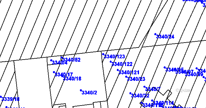 Parcela st. 3340/123 v KÚ Dubňany, Katastrální mapa