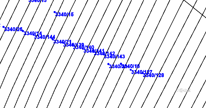 Parcela st. 3340/143 v KÚ Dubňany, Katastrální mapa