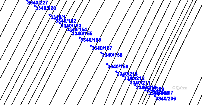 Parcela st. 3340/158 v KÚ Dubňany, Katastrální mapa