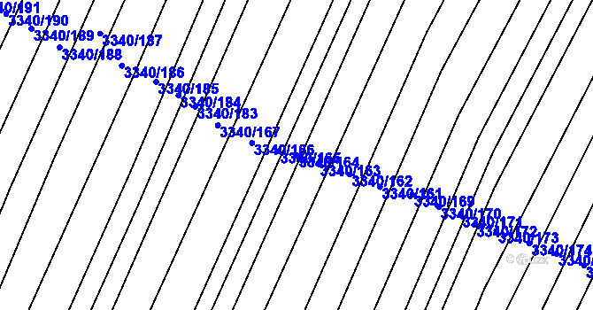 Parcela st. 3340/164 v KÚ Dubňany, Katastrální mapa