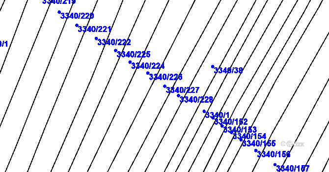 Parcela st. 3340/227 v KÚ Dubňany, Katastrální mapa