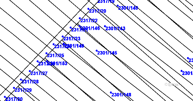 Parcela st. 2301/145 v KÚ Dubňany, Katastrální mapa
