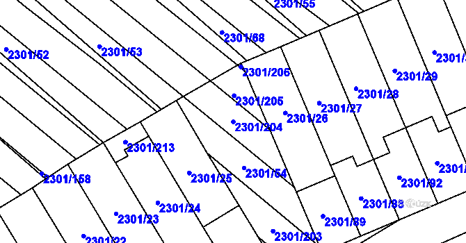 Parcela st. 2301/204 v KÚ Dubňany, Katastrální mapa